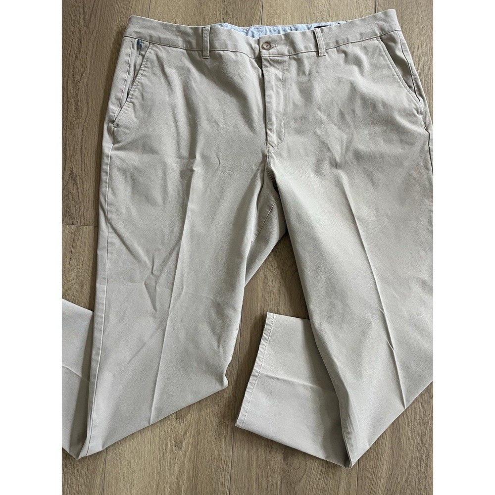 Bonobos Straight  Fit Chino Pants 44x32 Tan Stretch Casual Mens Flat Front